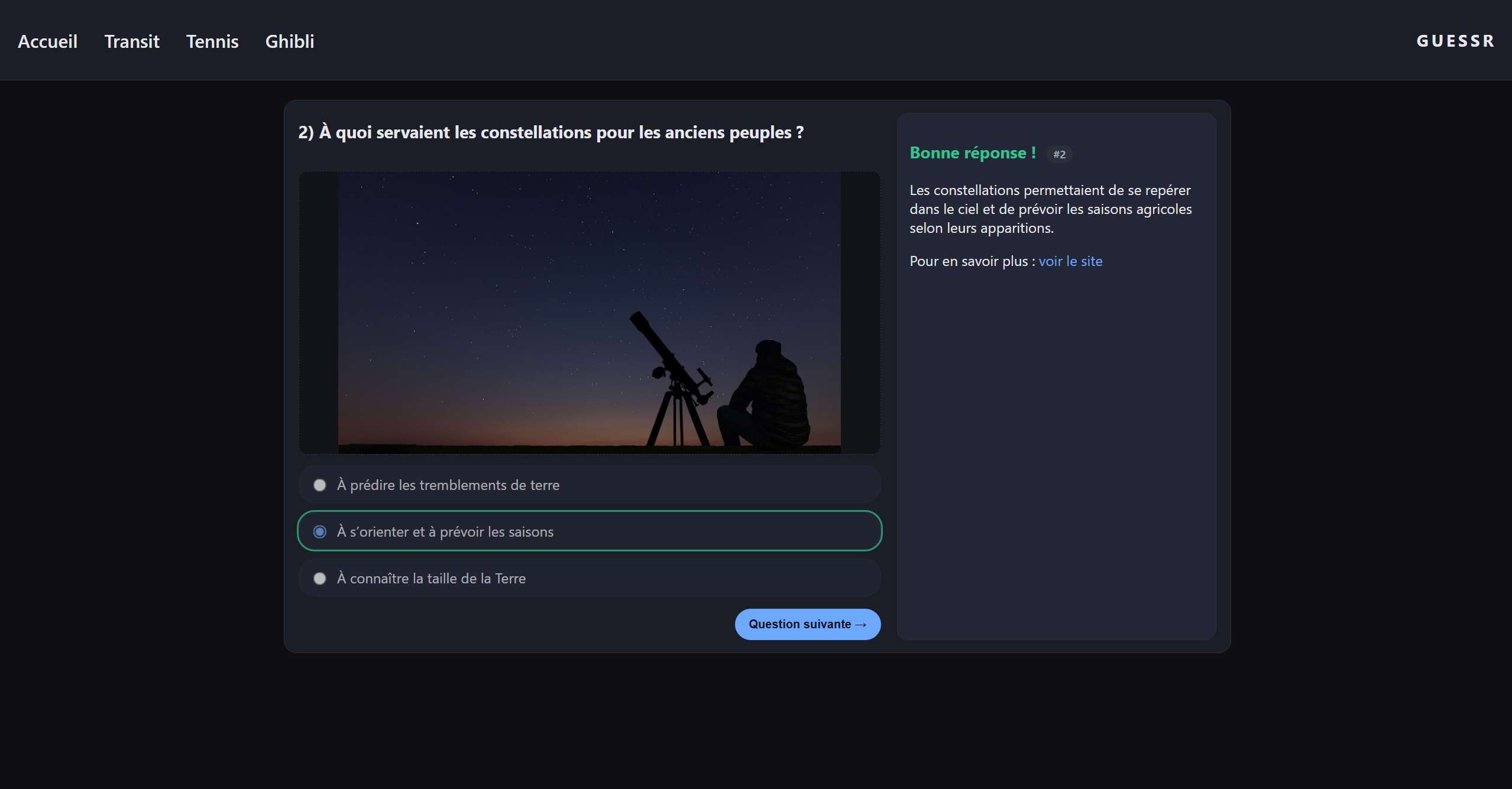 page quiz constellation guessr site internet