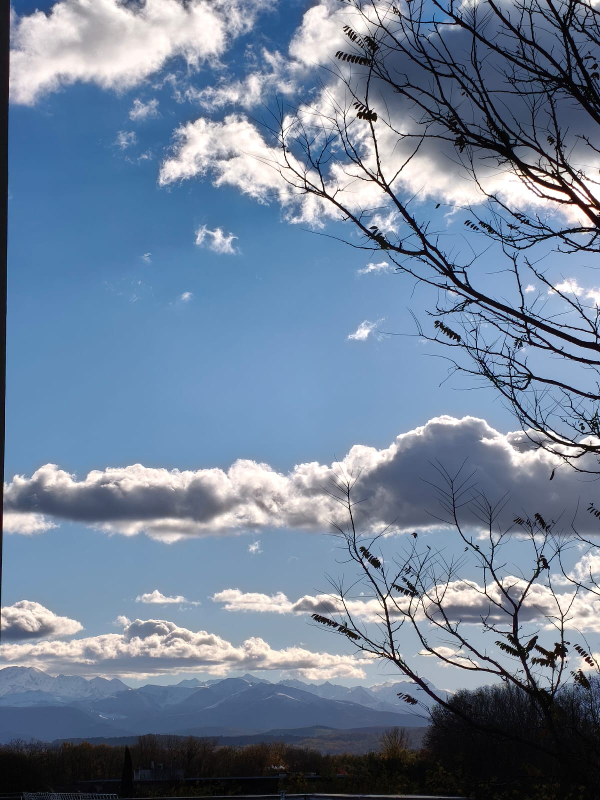 ciel bleu et montagnes en fond