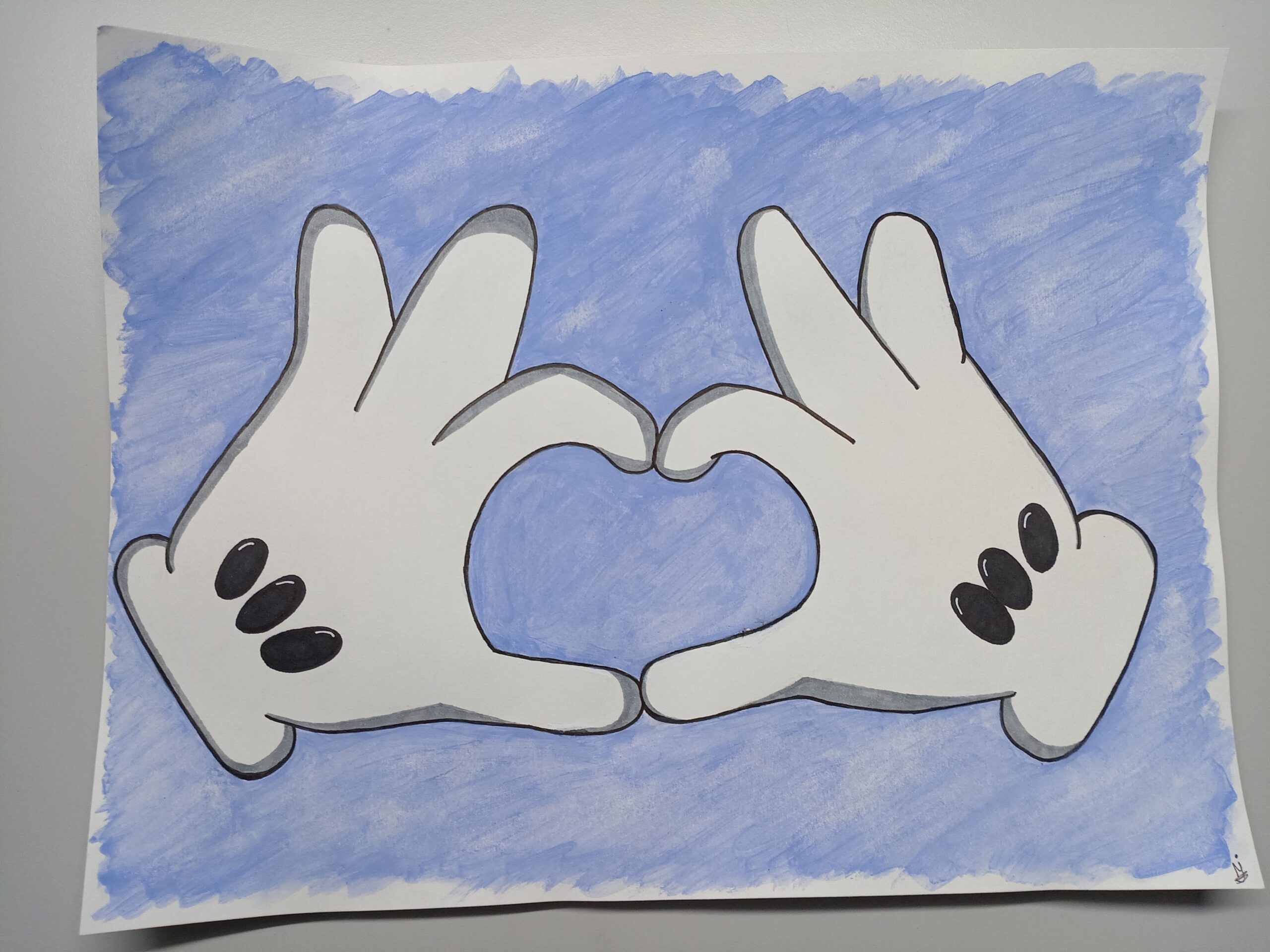 mains mickey coeur peinture